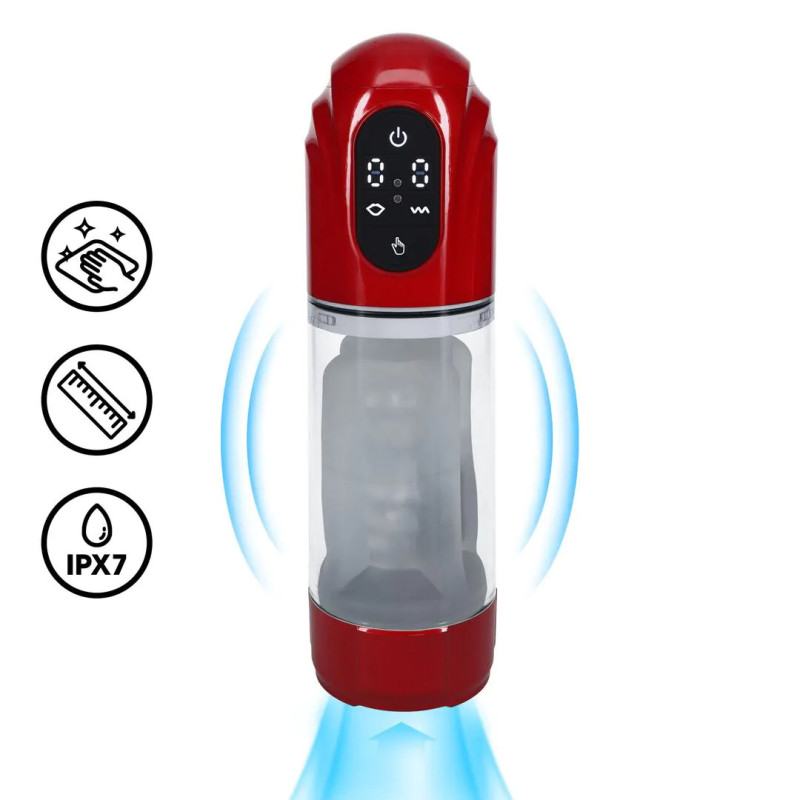 Pumped Masturbateur TechnoThrust Vibrations et Succion Rouge